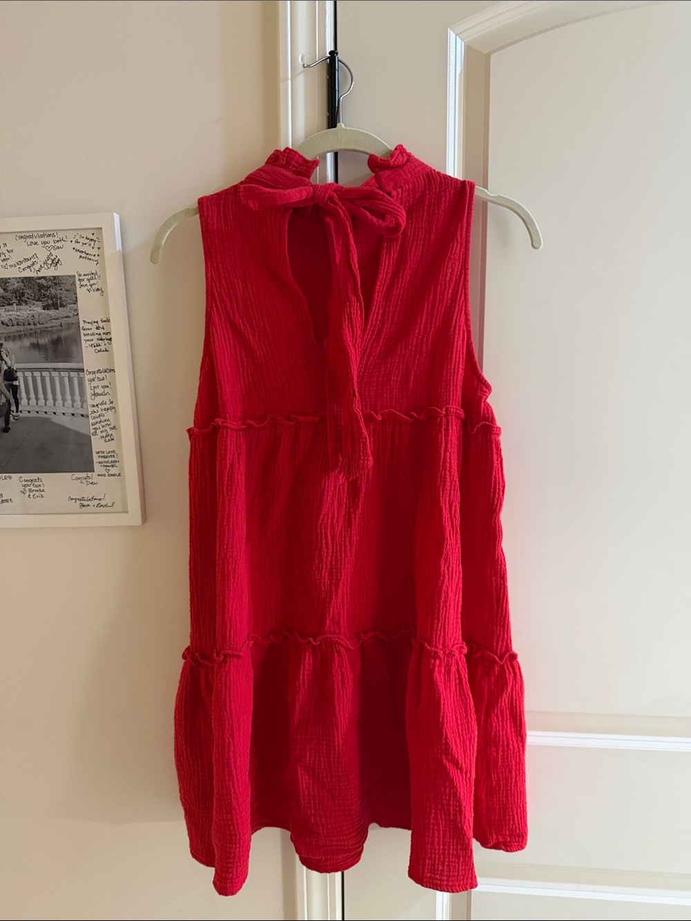 Pomander Place Red Tiered Sleeveless Mini Dress - Picture 2 of 2